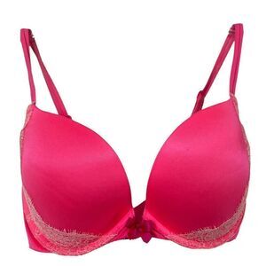 Victorias Secret Very Sexy Push Up Bra Pink Convertible 32DD Underwired Lace Bra